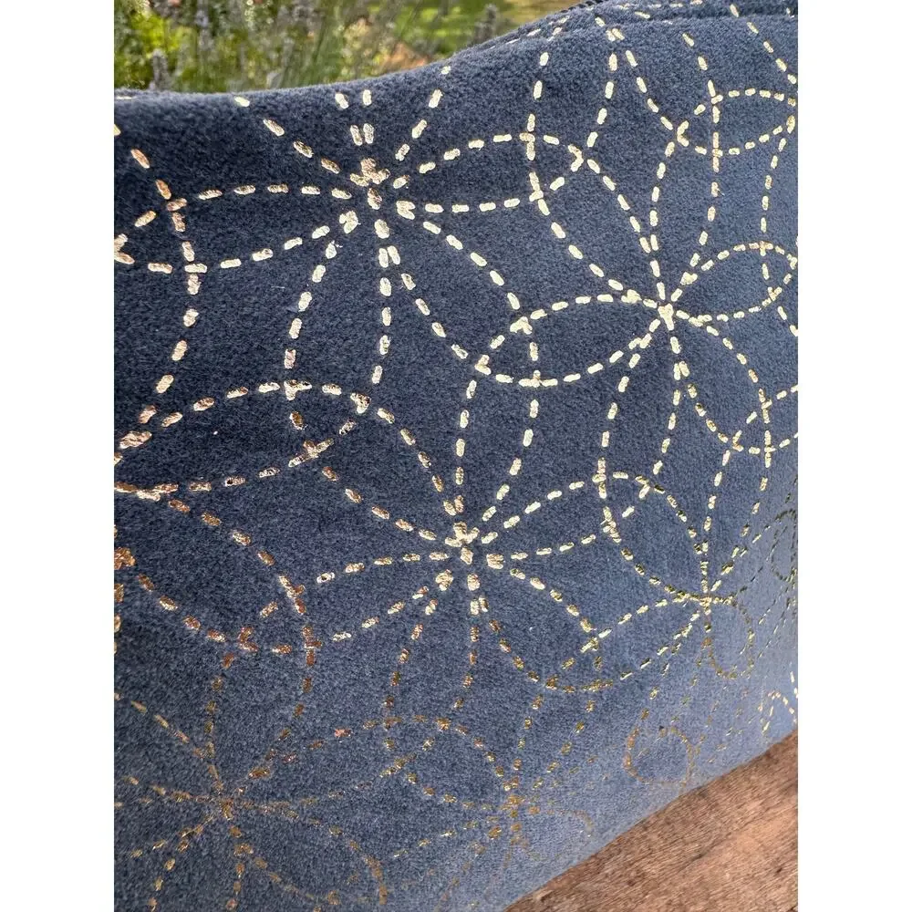 Gray Gold Velvet Makeup Bag 10 x 7 Pouch Gray Neutral Makeup Travel Bag